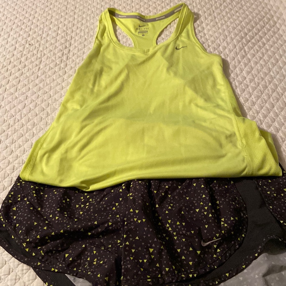 Athletic shorts and top
